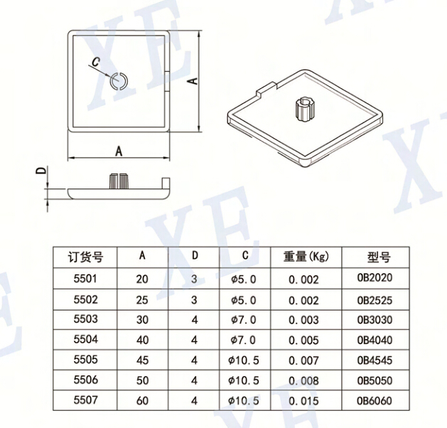 鋁型材配件歐標端蓋型號